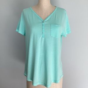 Relativity Intimates Turquoise Pajama Short Sleeve Top Size Large